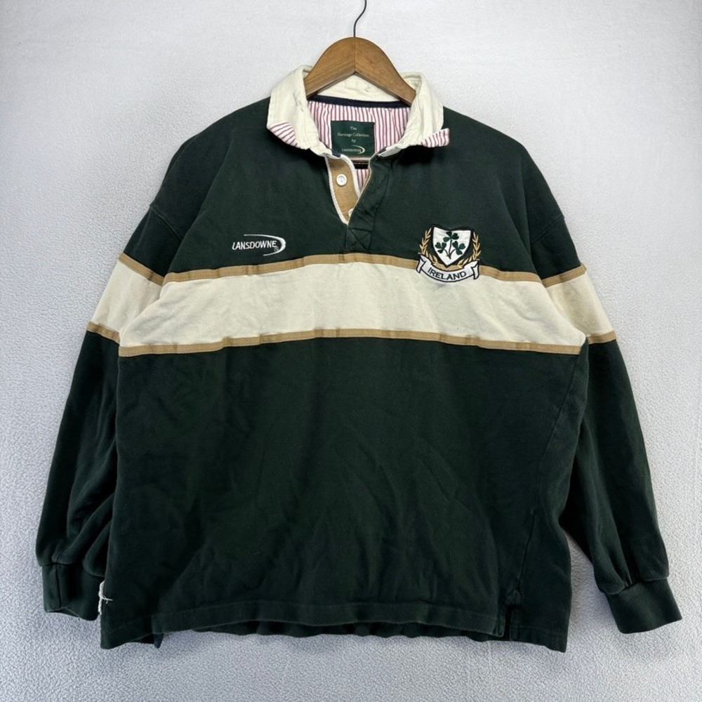 Vintage Ireland Rugby Shirt Mens XL Green Heritage Colorblock Lansdowne Preppy